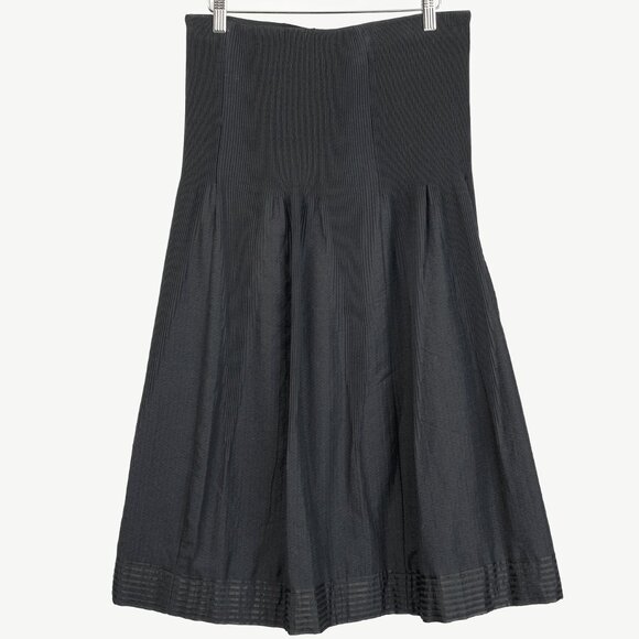 Annette Gortz Folk Black Wool-Blend Shirred A-Line Skirt - Picture 2 of 9